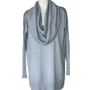 Cupio Womens M Sweater Gray Convertible Cowl Neck Long Sleeve Pullover